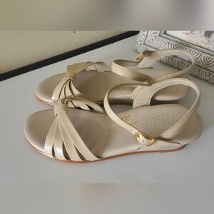 SAS Women’s Strippy Quarter Strap Wedge Sandals Bone Patent Leather